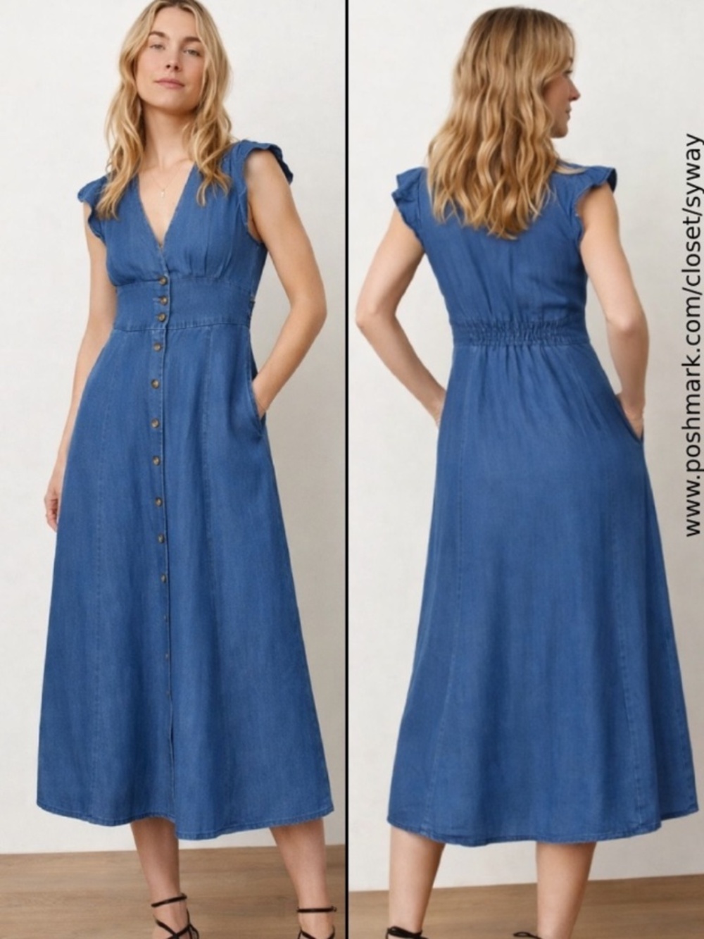 Marine Layer Camila Midi Chambray Dress